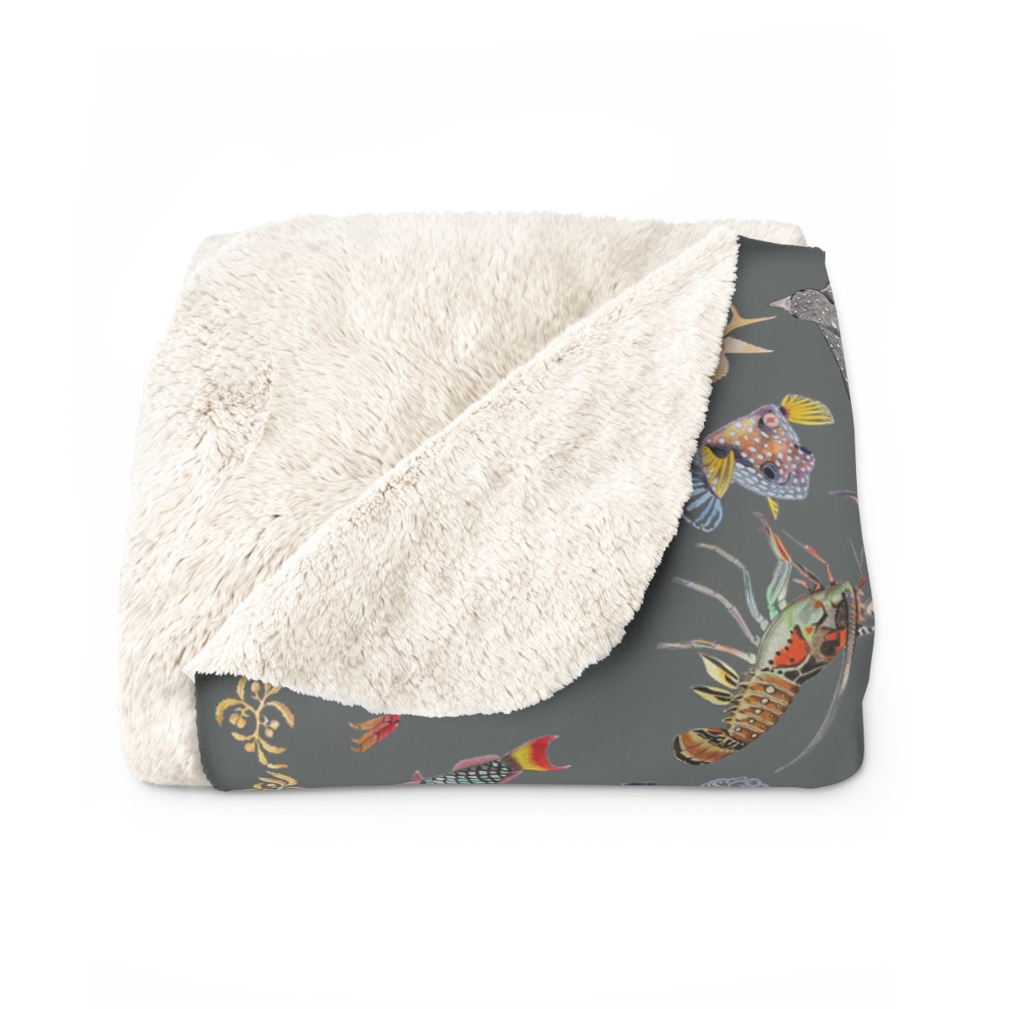 Sargasso Sea - Sherpa Fleece Blanket - Charcoal