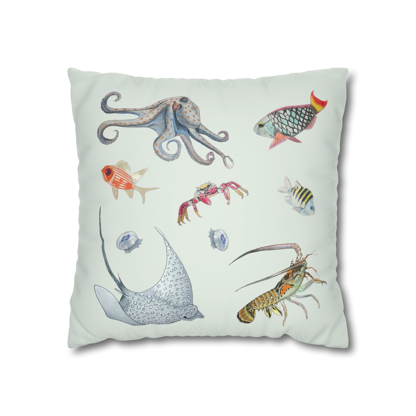 Sargasso Sea - Faux Suede Square Pillow Case - Silver