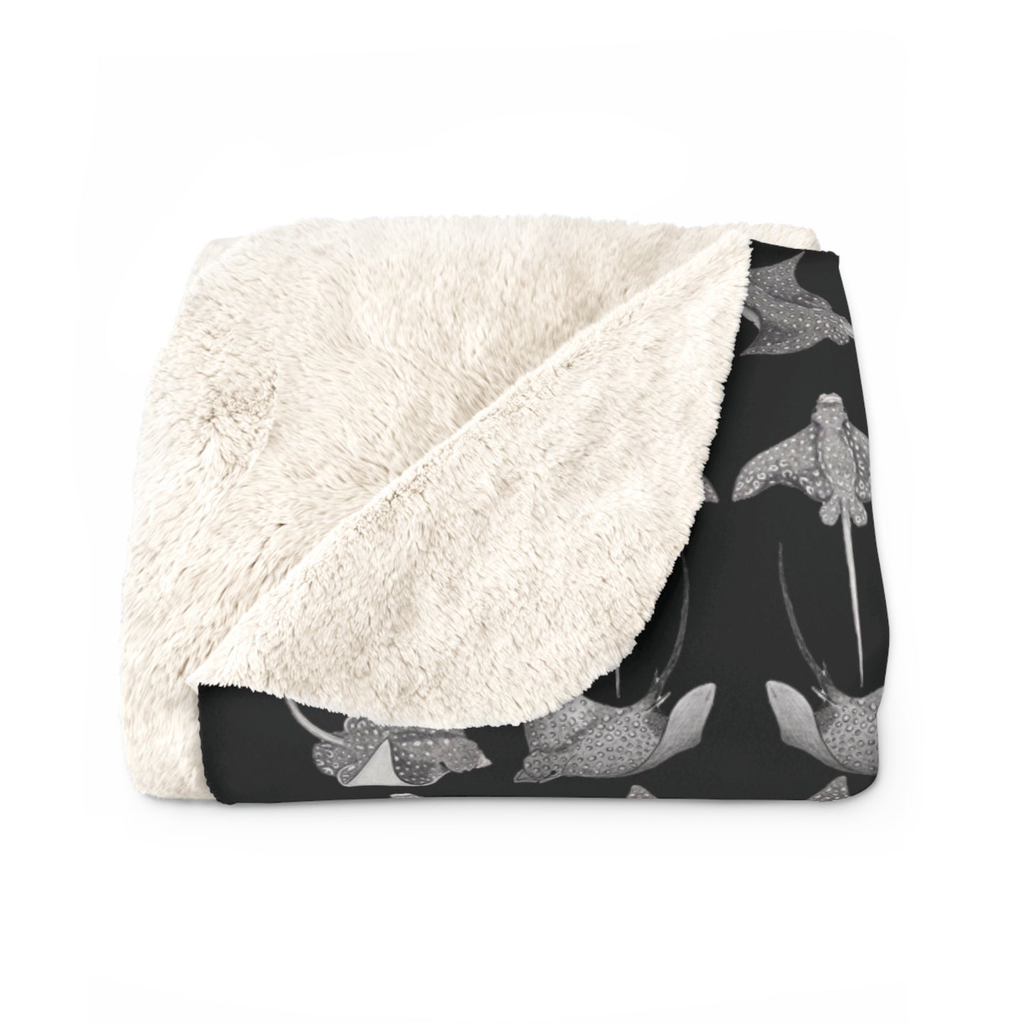 Eagle Ray - Sherpa Fleece Blanket - Black