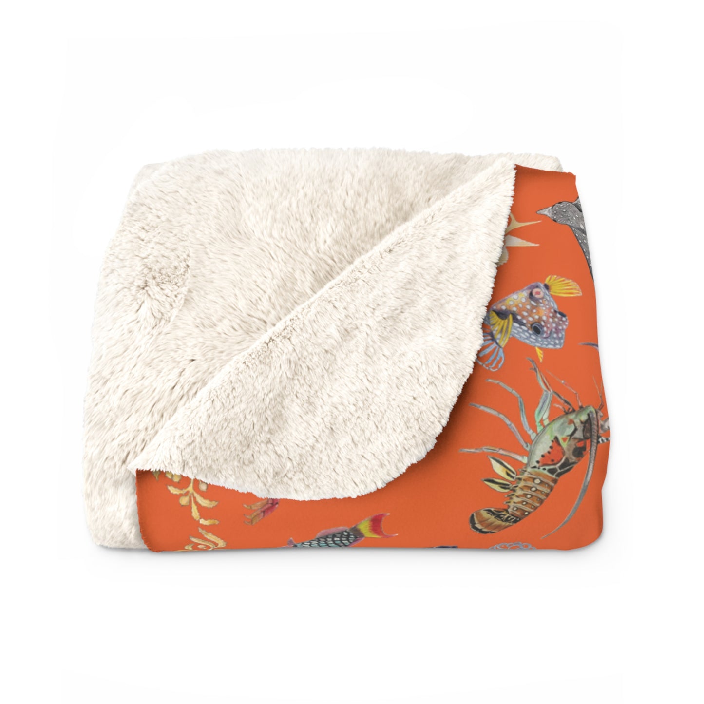 Sargasso Sea - Sherpa Fleece Blanket - Orange