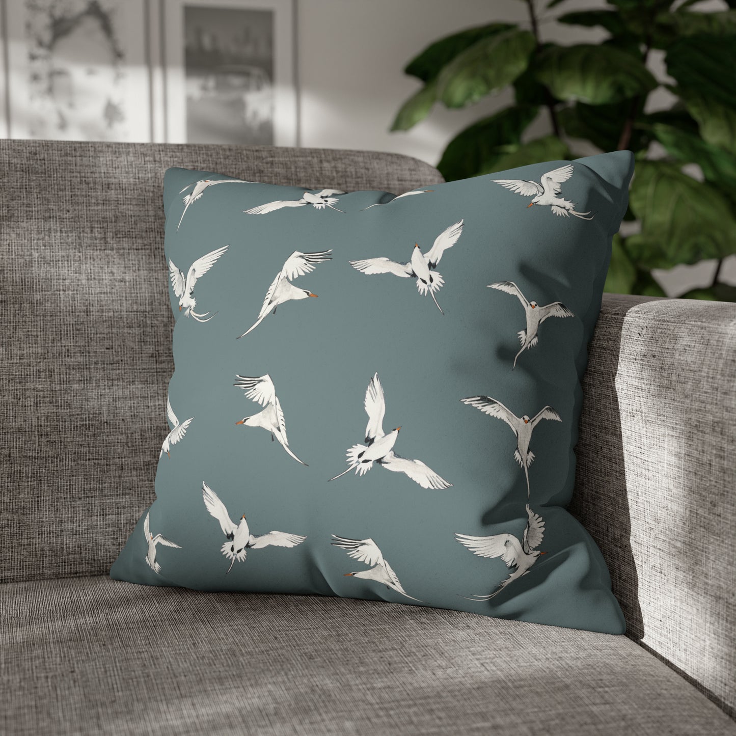 Longtails - Faux Suede Square Pillow Case - Stone