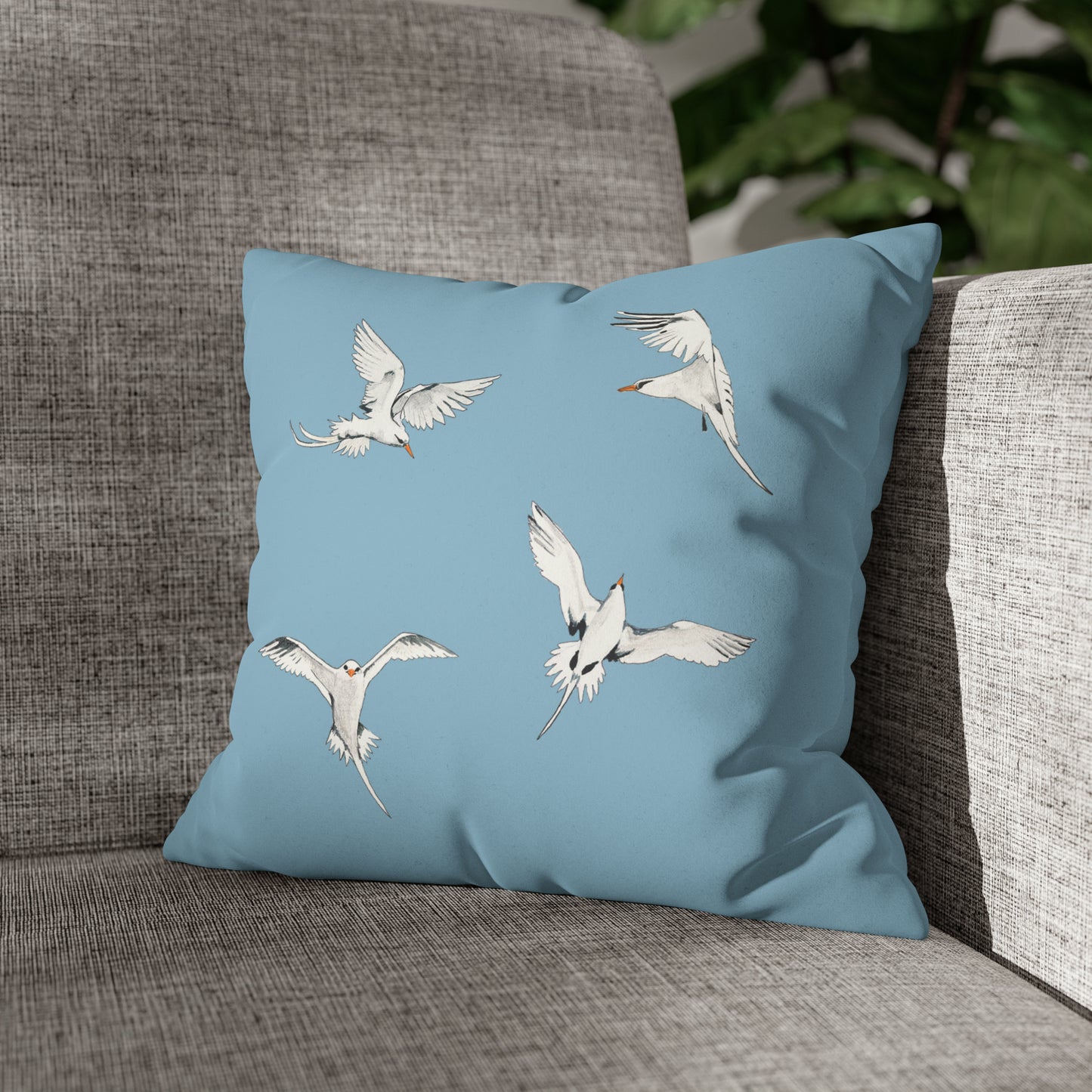 Longtails - Faux Suede Square Pillow Case - Sky