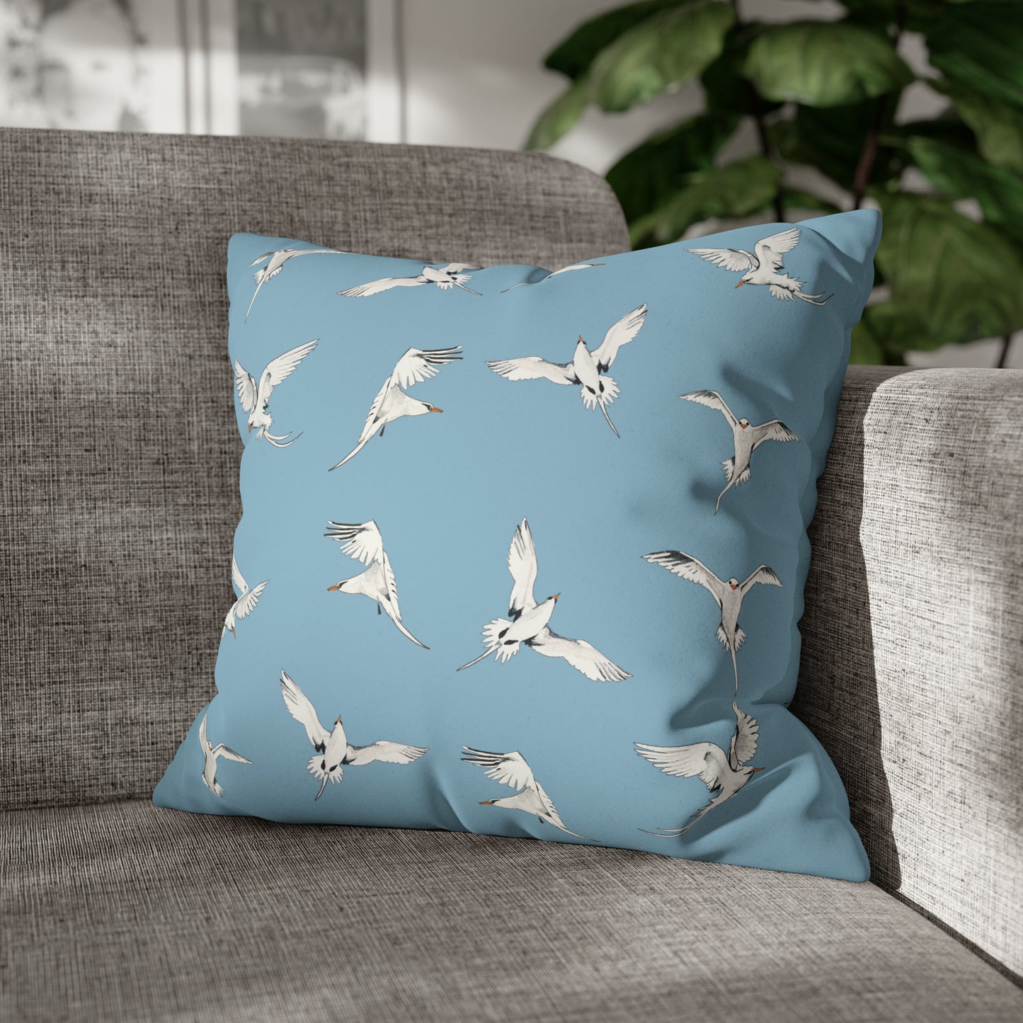 Longtails - Faux Suede Square Pillow Case - Sky