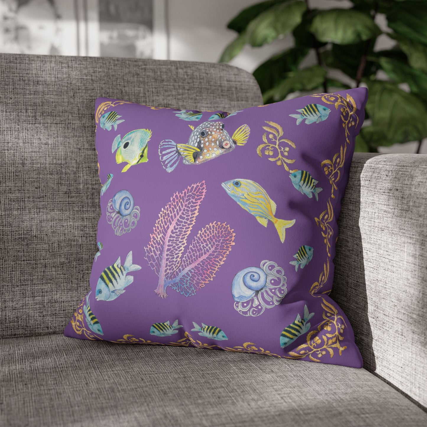 Sargasso Sea - Faux Suede Square Pillow Case - Light Purple