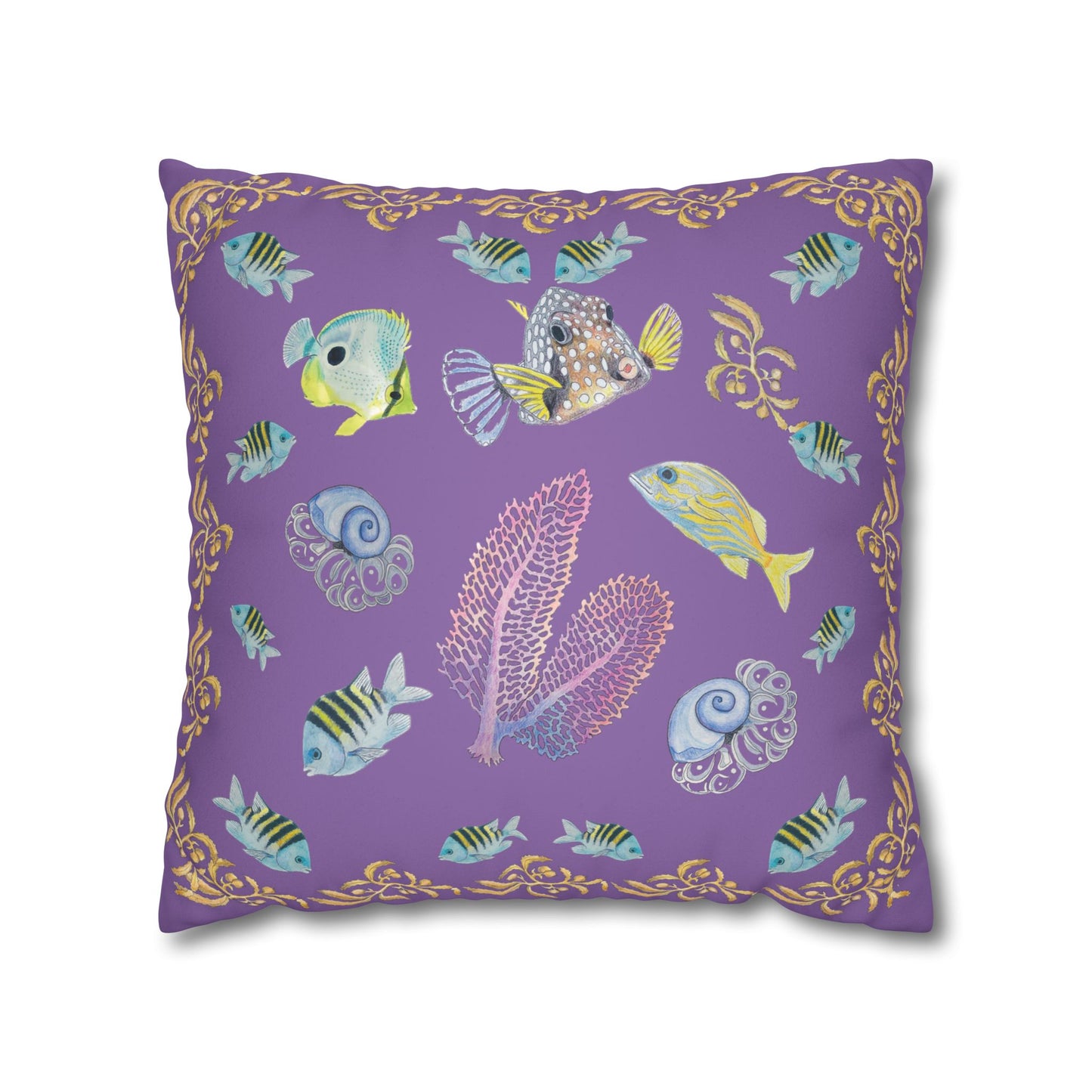 Sargasso Sea - Faux Suede Square Pillow Case - Light Purple