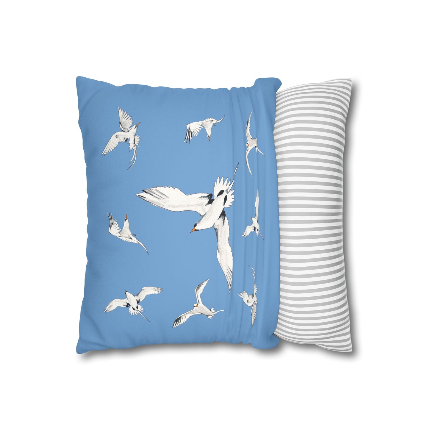 Longtails - Faux Suede Square Pillow Case - Light Blue