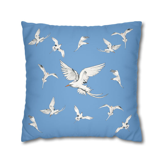 Longtails - Faux Suede Square Pillow Case - Light Blue