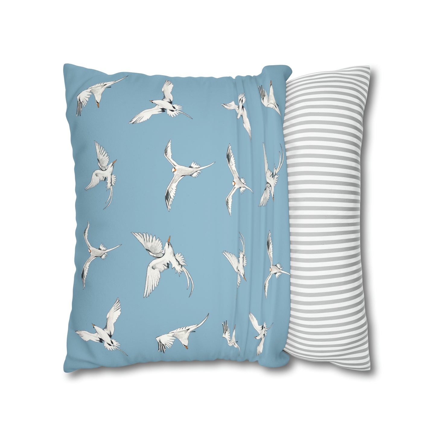 Longtails - Faux Suede Square Pillow Case - Sky