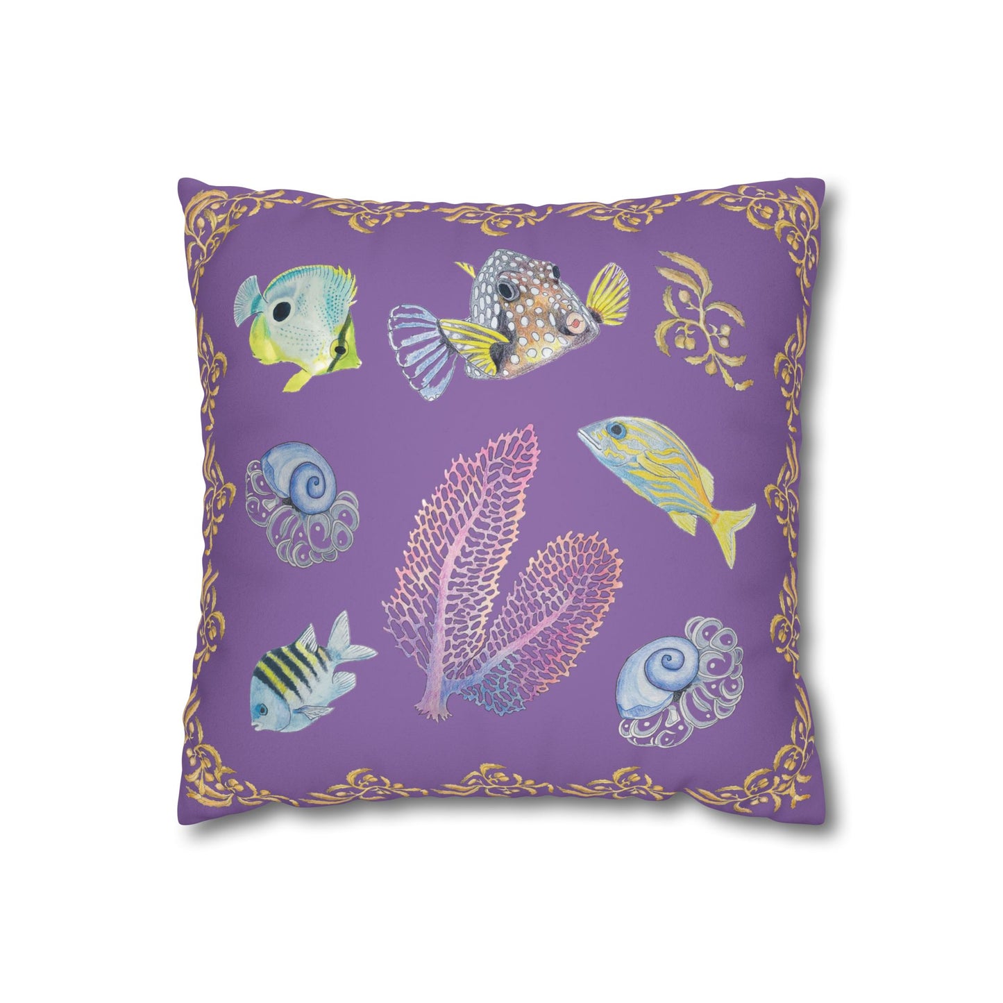 Sargasso Sea - Faux Suede Square Pillow Case - Light Purple