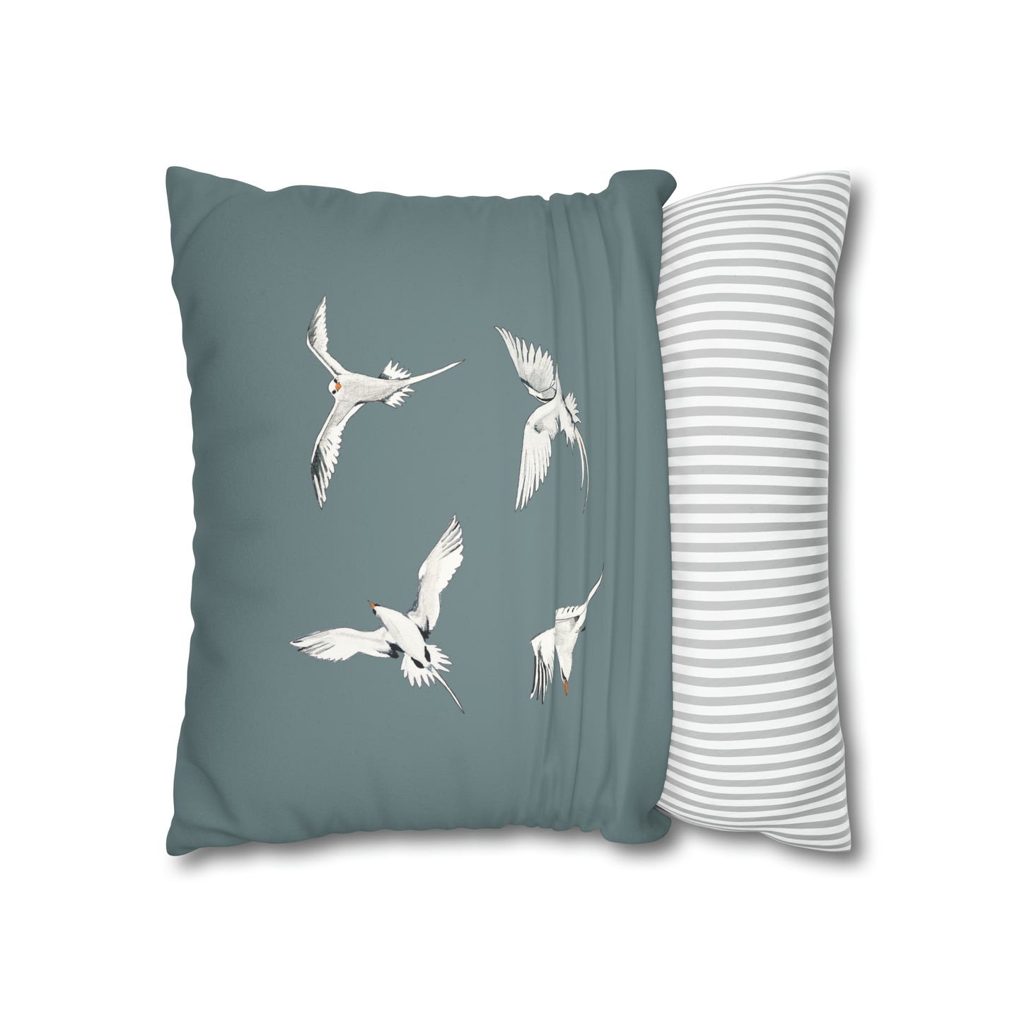 Longtails - Faux Suede Square Pillow Case - Stone