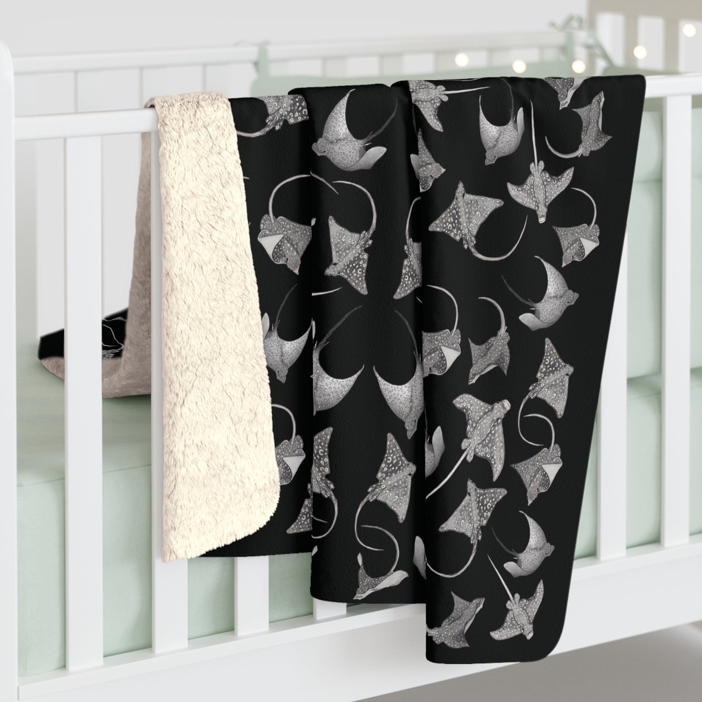 Eagle Ray - Sherpa Fleece Blanket - Black