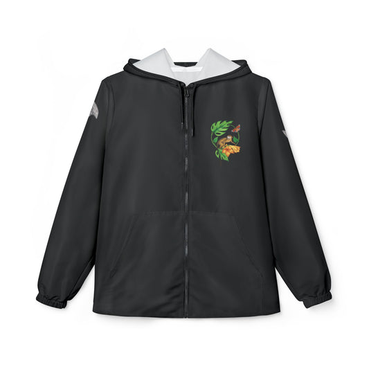 Eagle Ray - Eco-Friendly Fish Print Windbreaker Jacket - Black