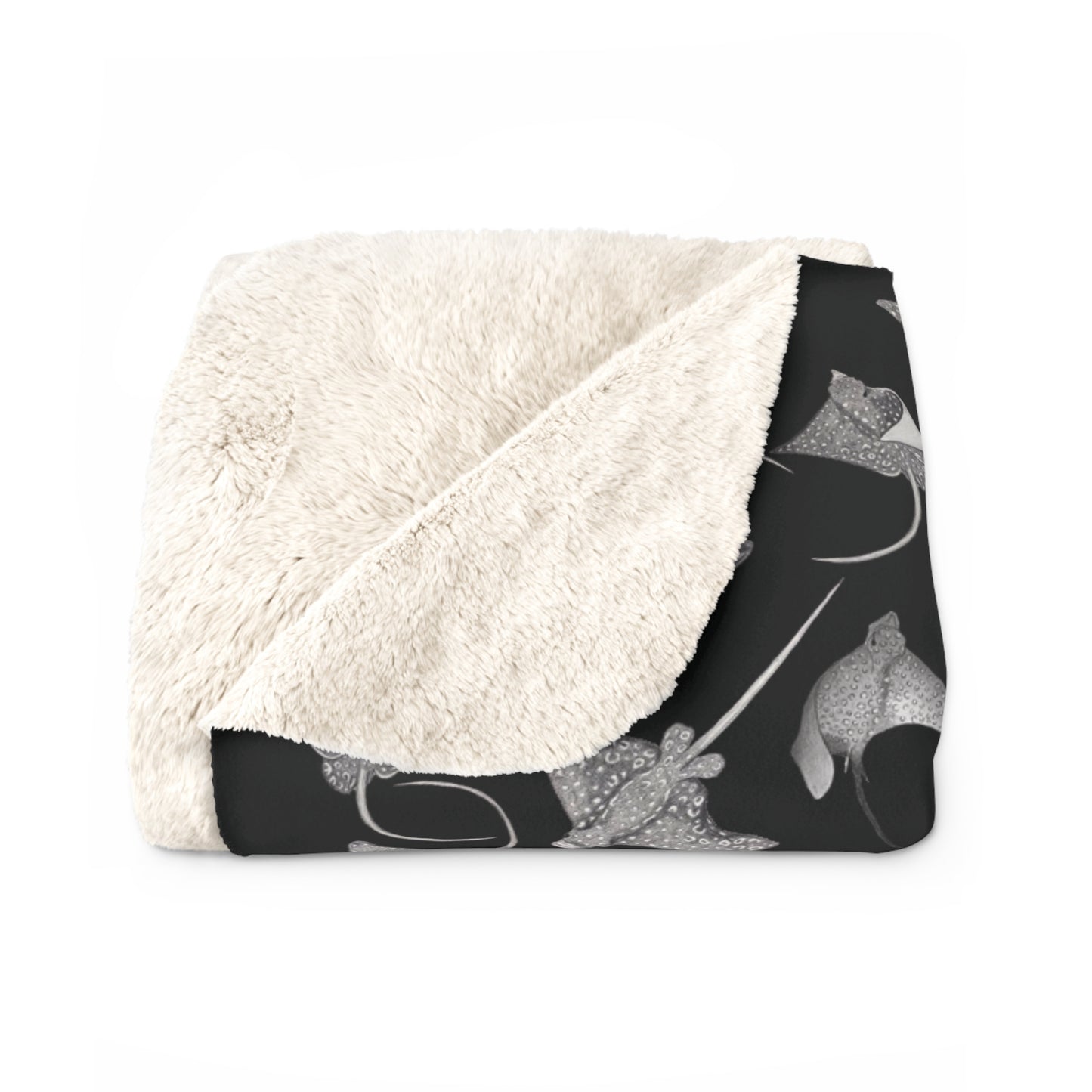 Eagle Ray - Sherpa Fleece Blanket - Black