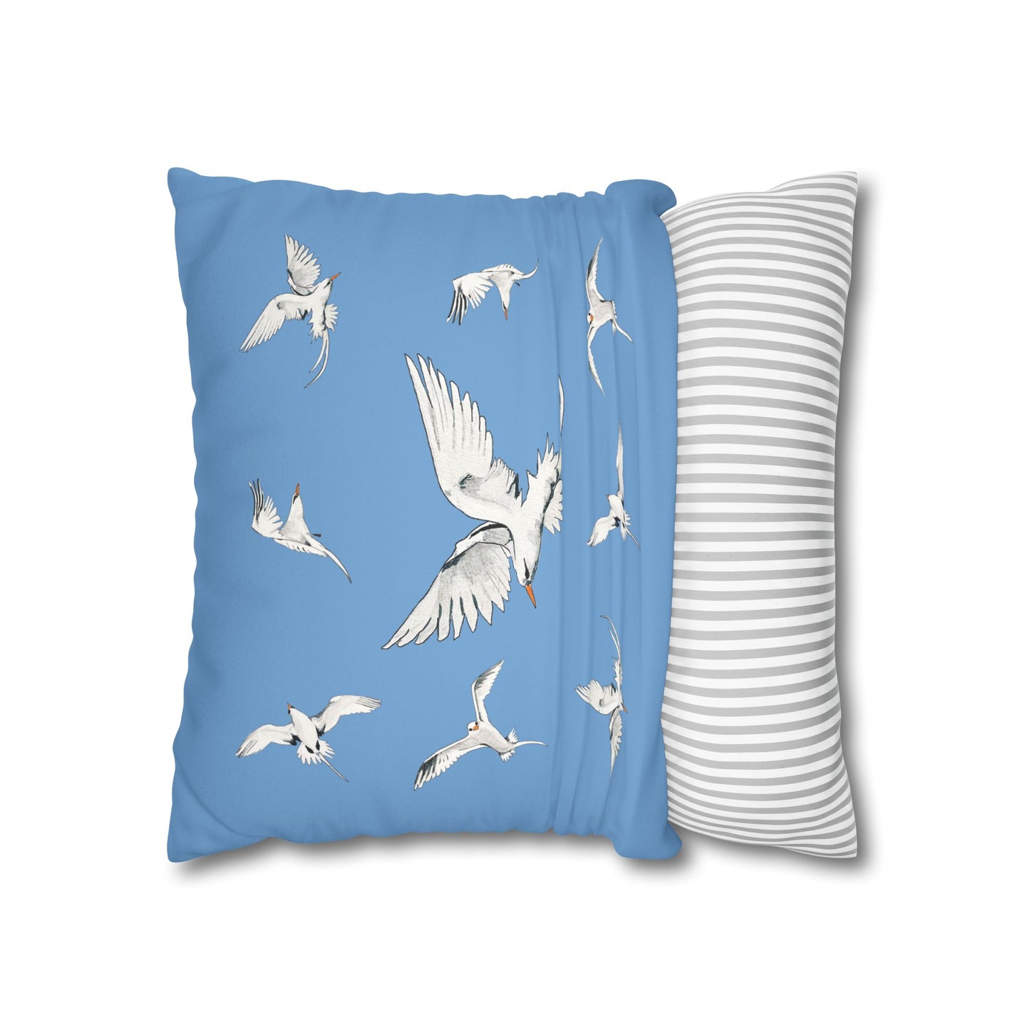 Longtails - Faux Suede Square Pillow Case - Light Blue