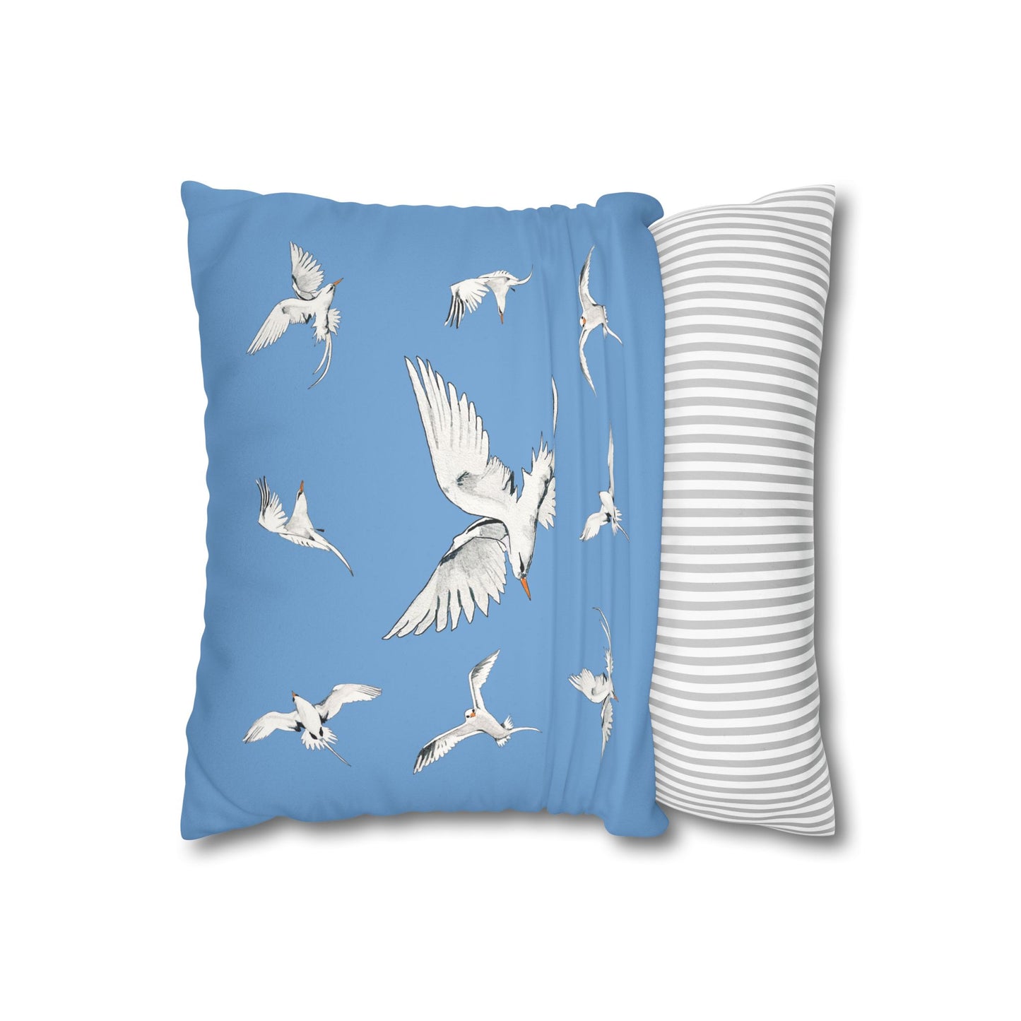 Longtails - Faux Suede Square Pillow Case - Light Blue