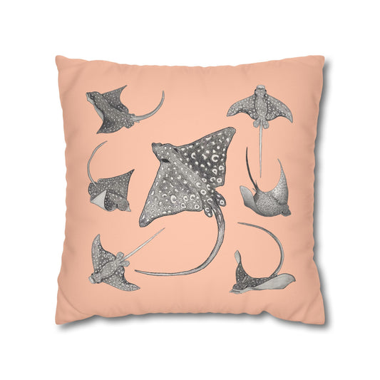 Eagle Ray - Faux Suede Square Pillow Case - Bermuda Sand