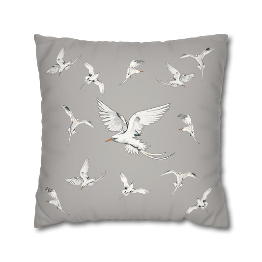 Longtails - Faux Suede Square Pillow Case - Light Grey