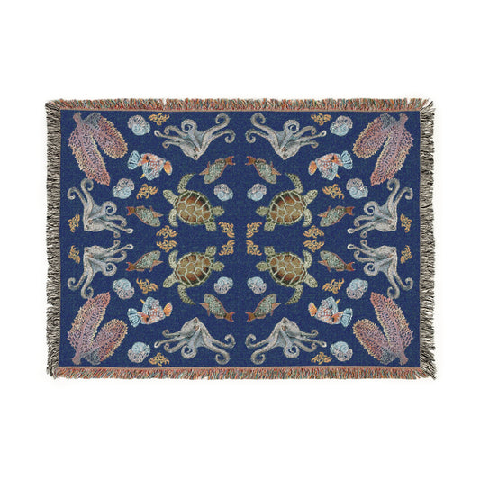 Sargasso Sea - Woven Blanket - Dark Blue