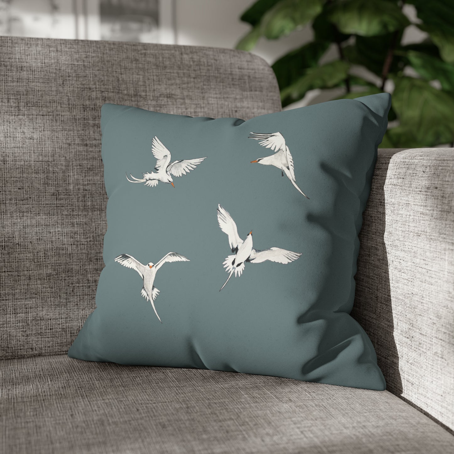 Longtails - Faux Suede Square Pillow Case - Stone