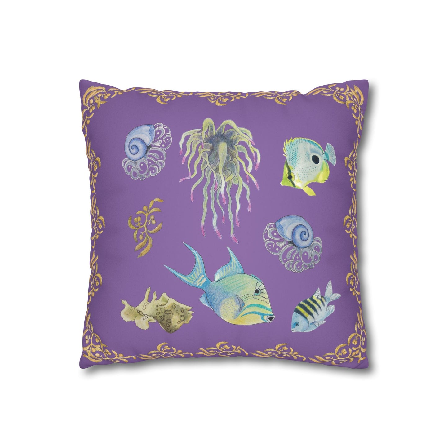 Sargasso Sea - Faux Suede Square Pillow Case - Light Purple