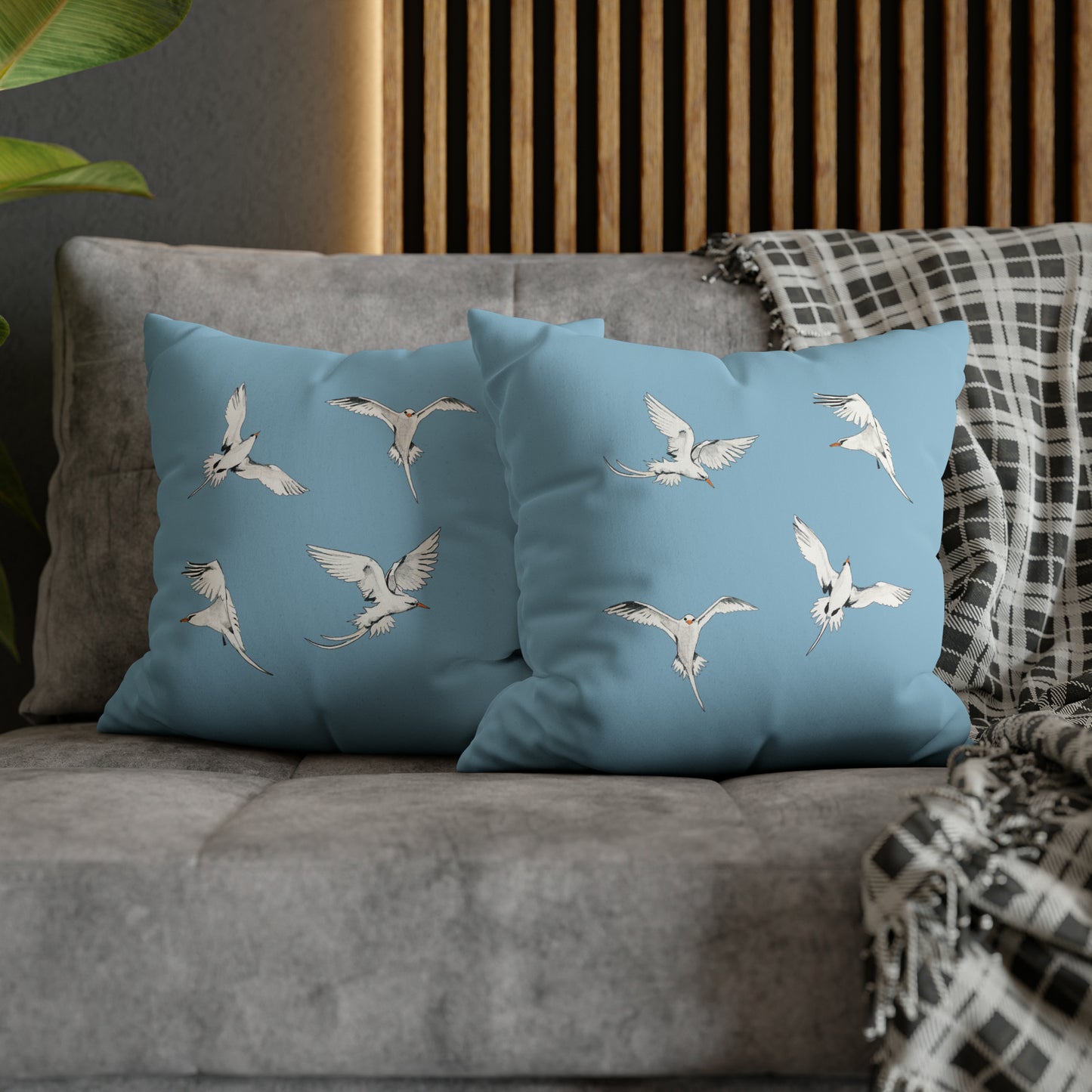 Longtails - Faux Suede Square Pillow Case - Sky