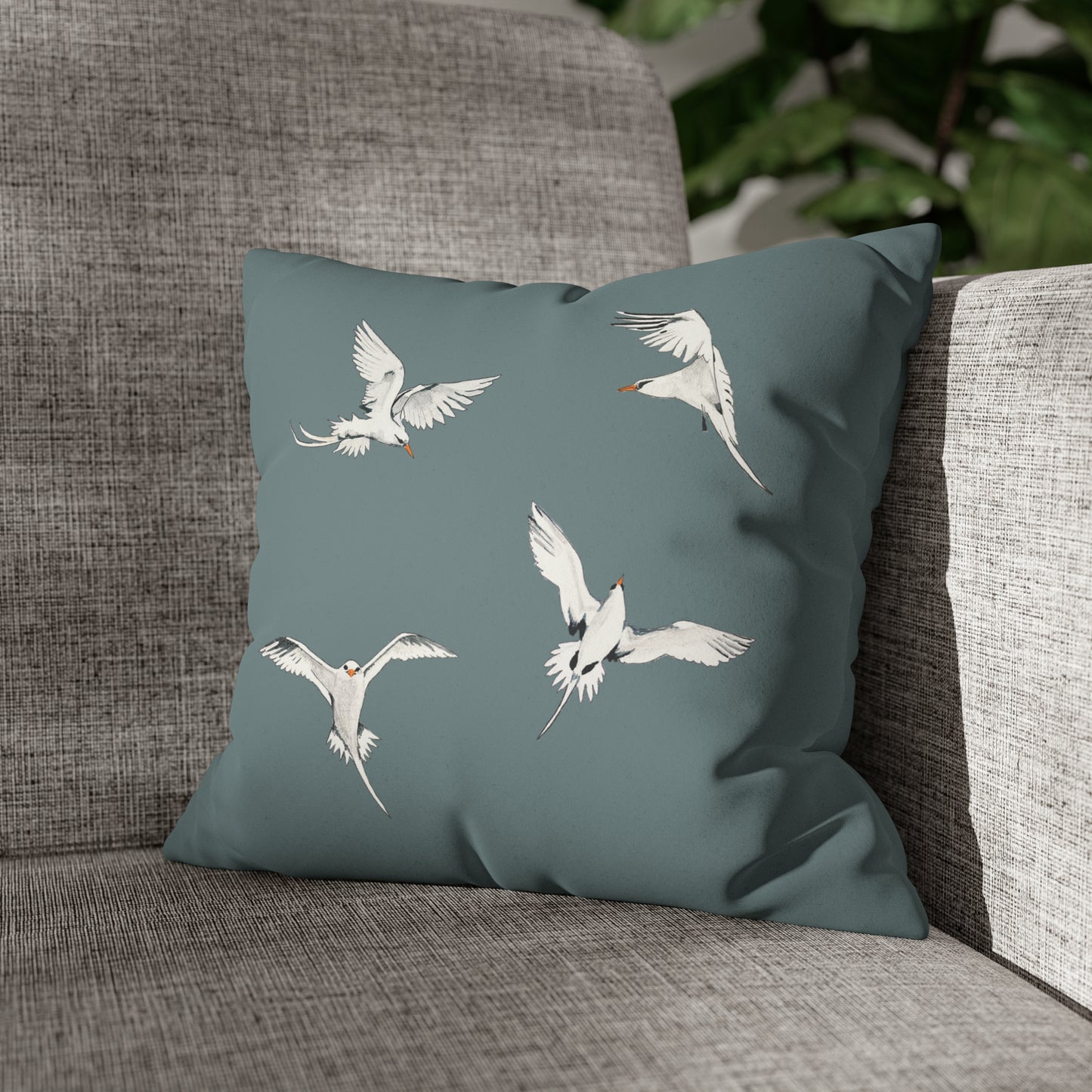 Longtails - Faux Suede Square Pillow Case - Stone