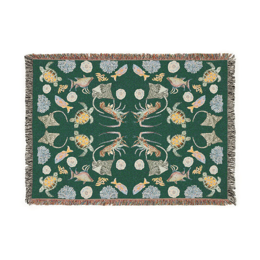 Sargasso Sea - Woven Blanket - Dark Green