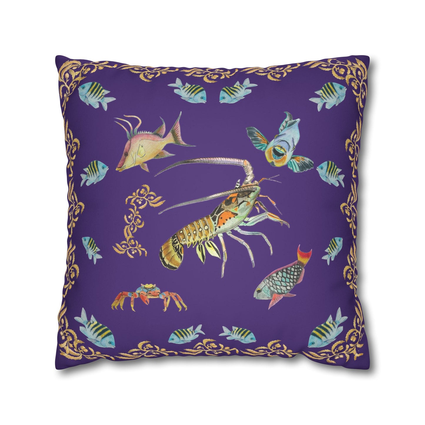 Sargasso Sea - Faux Suede Square Pillow Case - Deep Purple