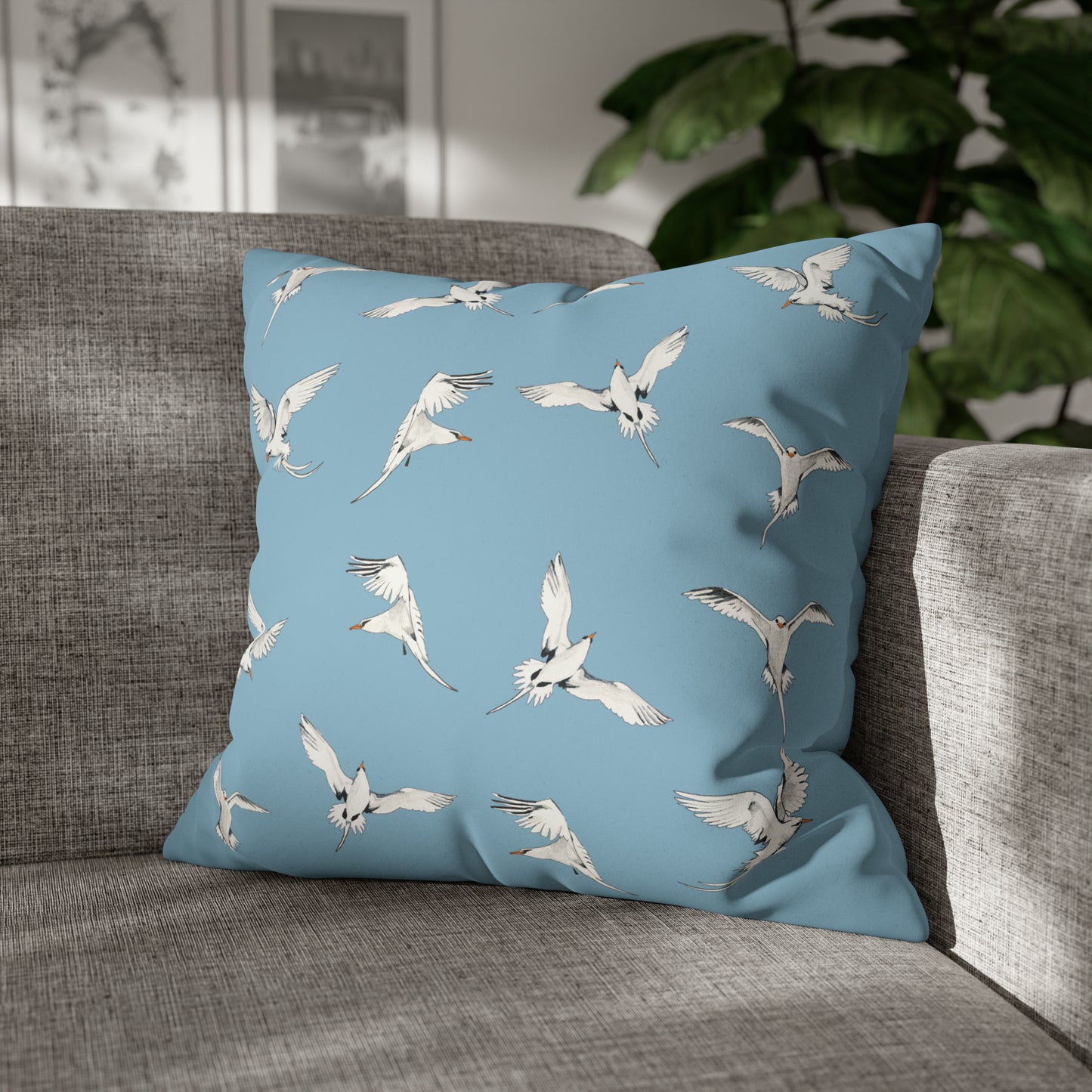 Longtails - Faux Suede Square Pillow Case - Sky