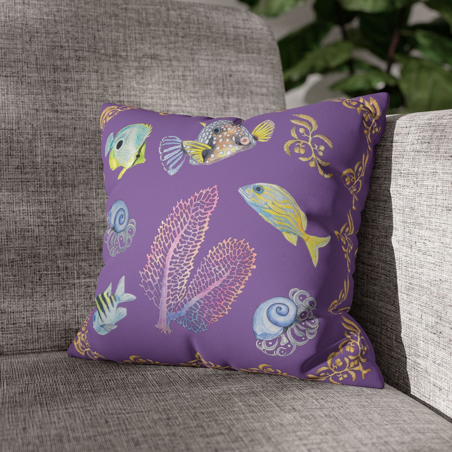 Sargasso Sea - Faux Suede Square Pillow Case - Light Purple