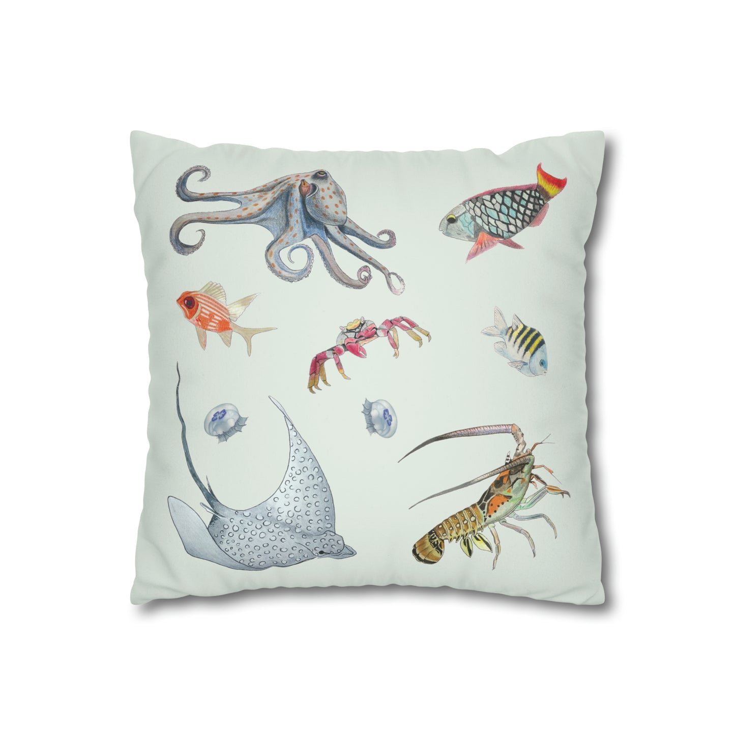 Sargasso Sea - Faux Suede Square Pillow Case - Silver