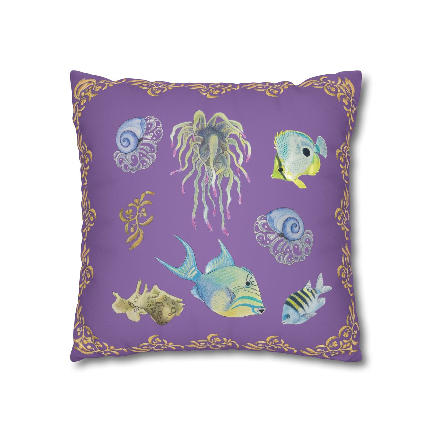 Sargasso Sea - Faux Suede Square Pillow Case - Light Purple