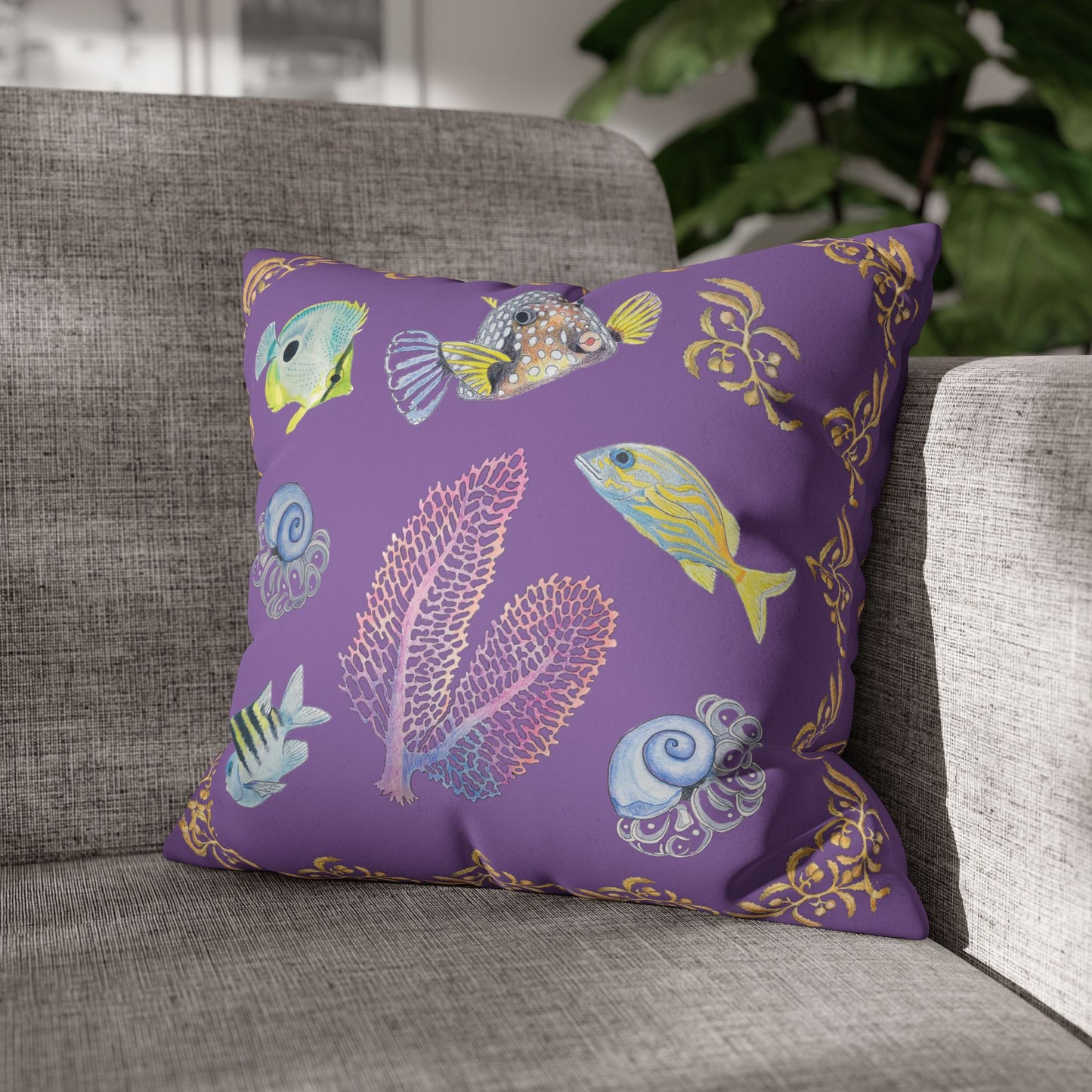 Sargasso Sea - Faux Suede Square Pillow Case - Light Purple