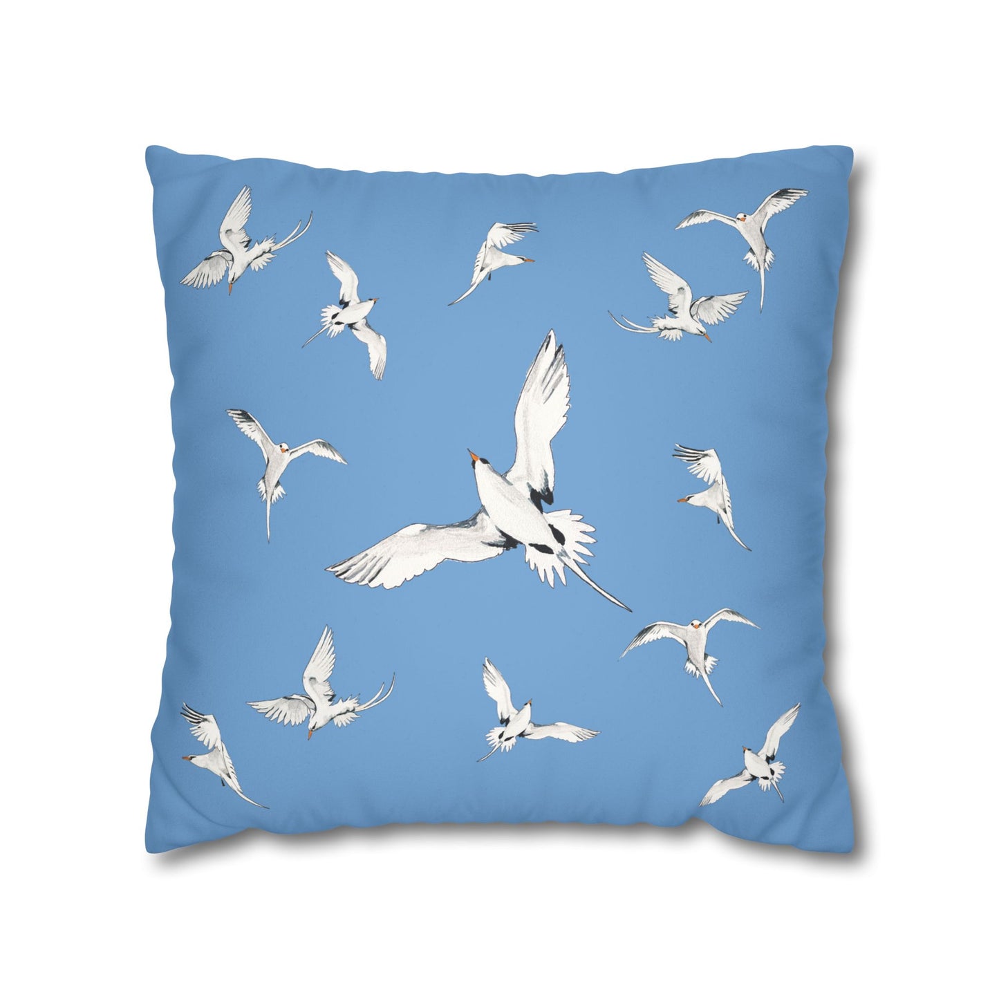 Longtails - Faux Suede Square Pillow Case - Light Blue