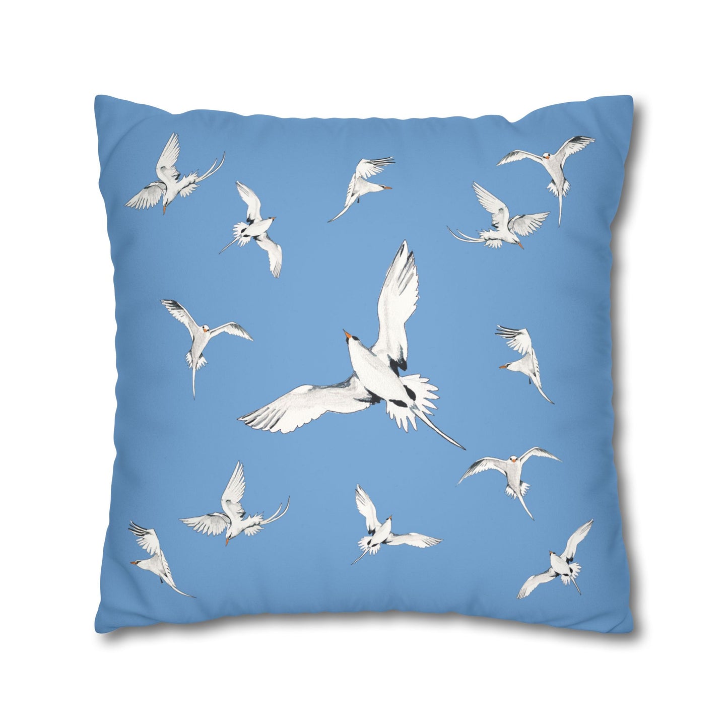 Longtails - Faux Suede Square Pillow Case - Light Blue