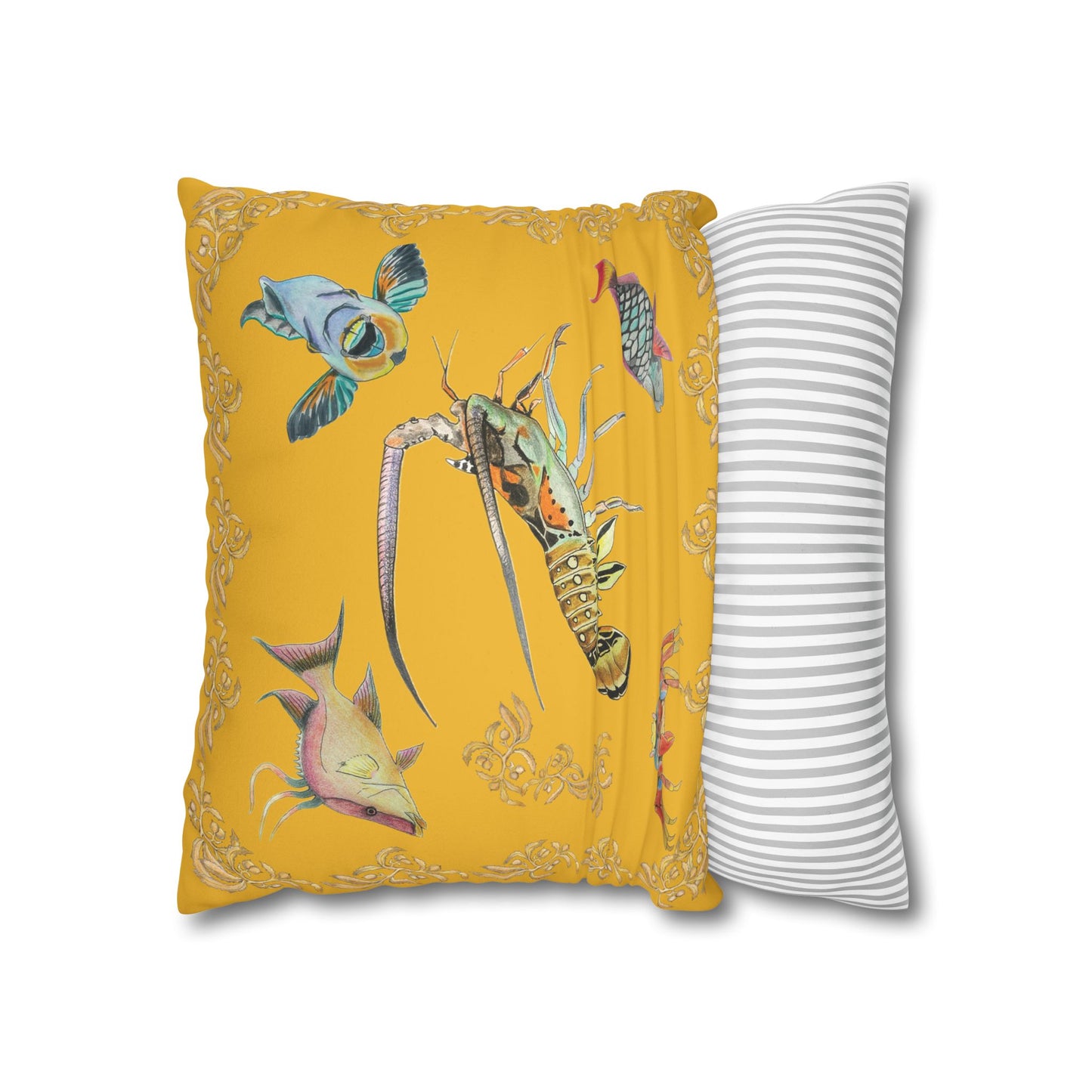 Sargasso Sea - Faux Suede Square Pillow Case - Mango