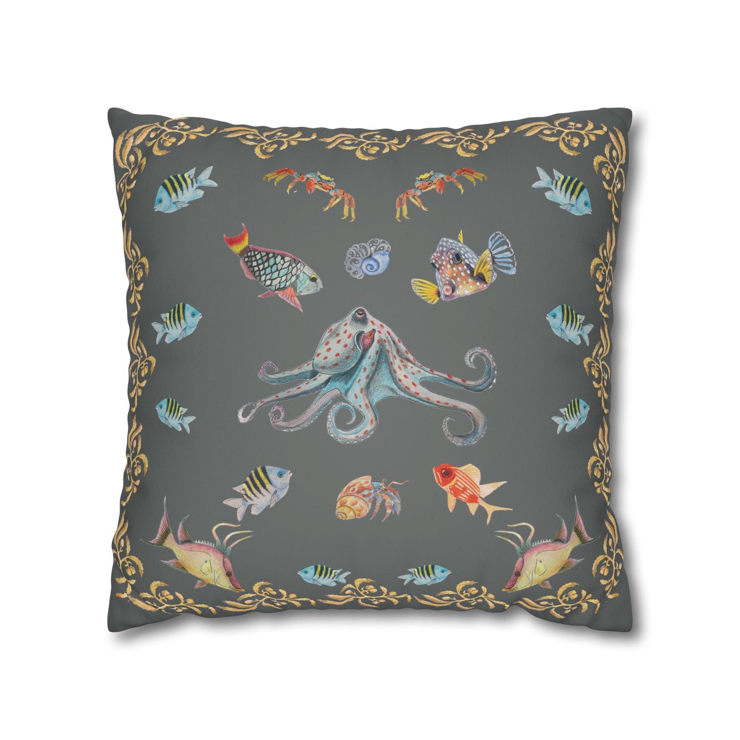 Sargasso Sea - Faux Suede Square Pillow Case - Dark Grey