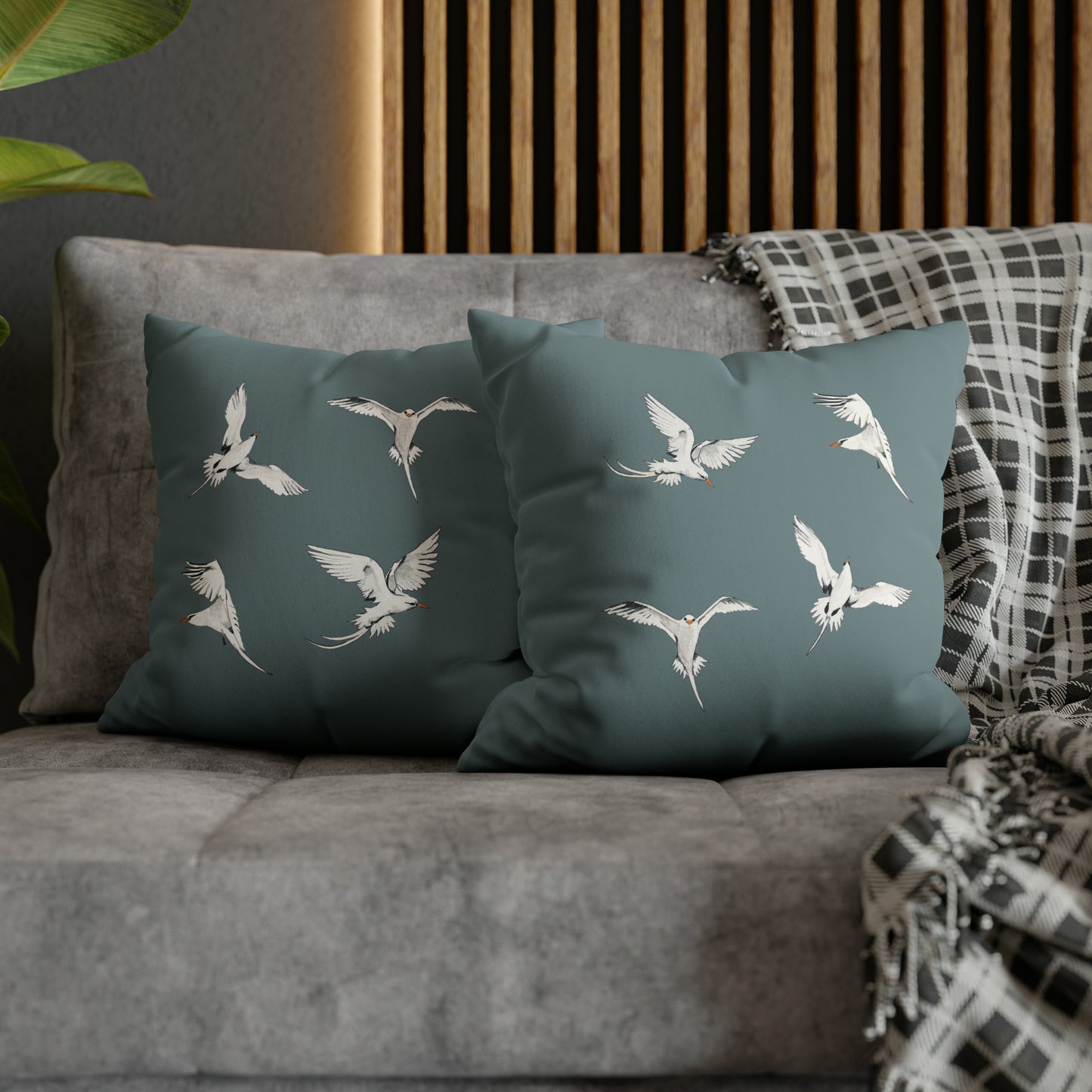 Longtails - Faux Suede Square Pillow Case - Stone