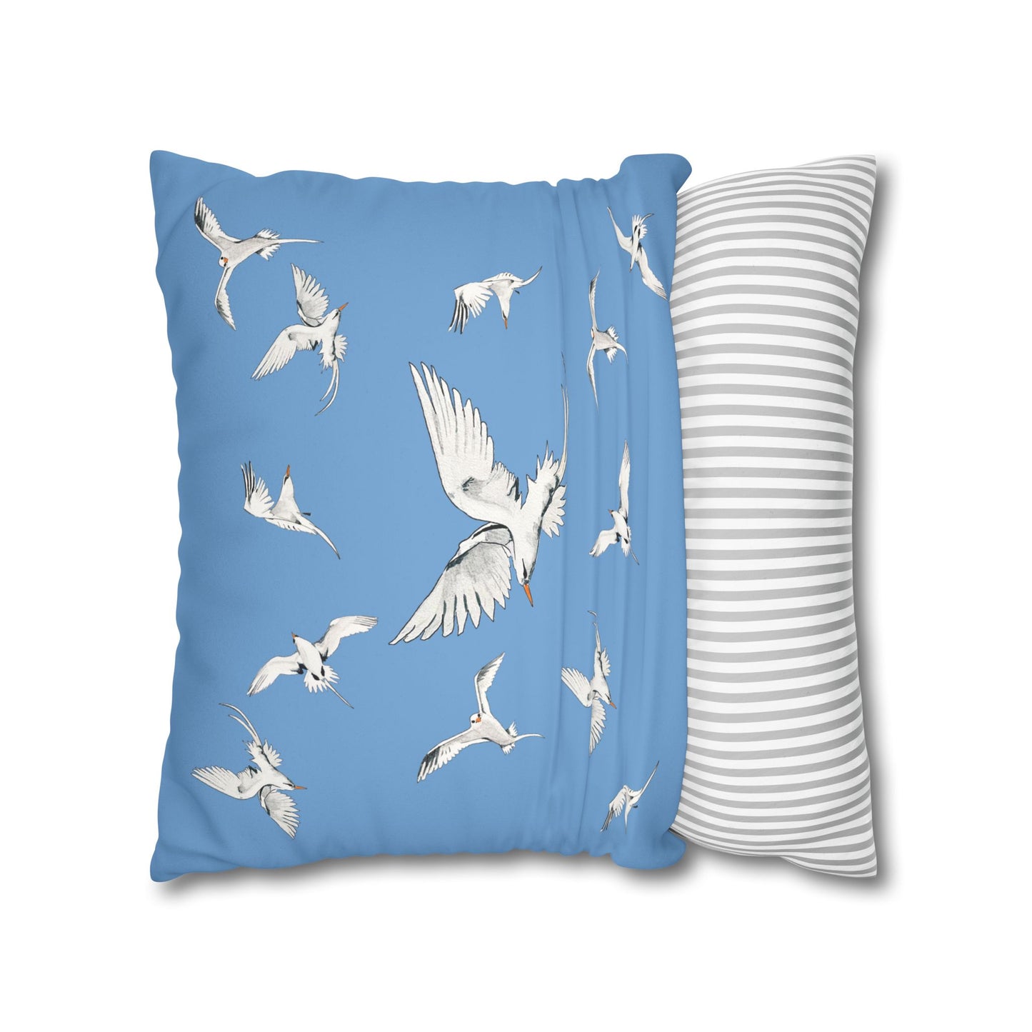 Longtails - Faux Suede Square Pillow Case - Light Blue