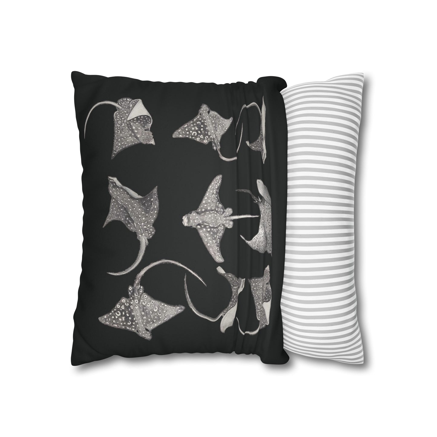 Eagle Ray - Faux Suede Square Pillow Case - Black