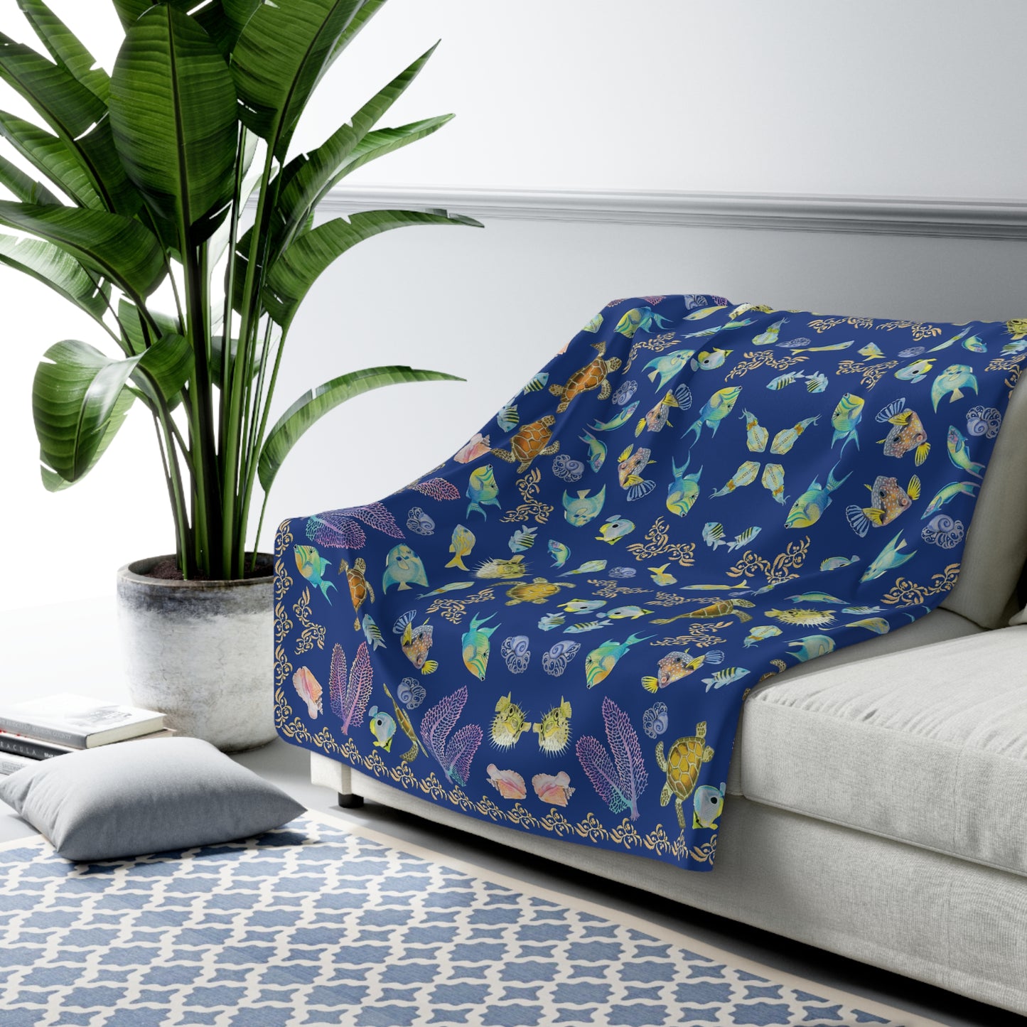 Sargasso Sea - Sherpa Fleece Blanket - Dark Blue