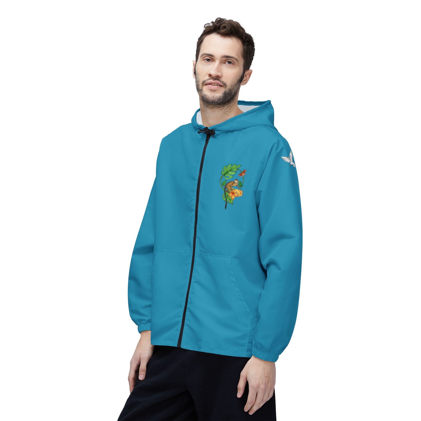 Longtails - Eco-Friendly Fish Print Windbreaker Jacket - Turquoise