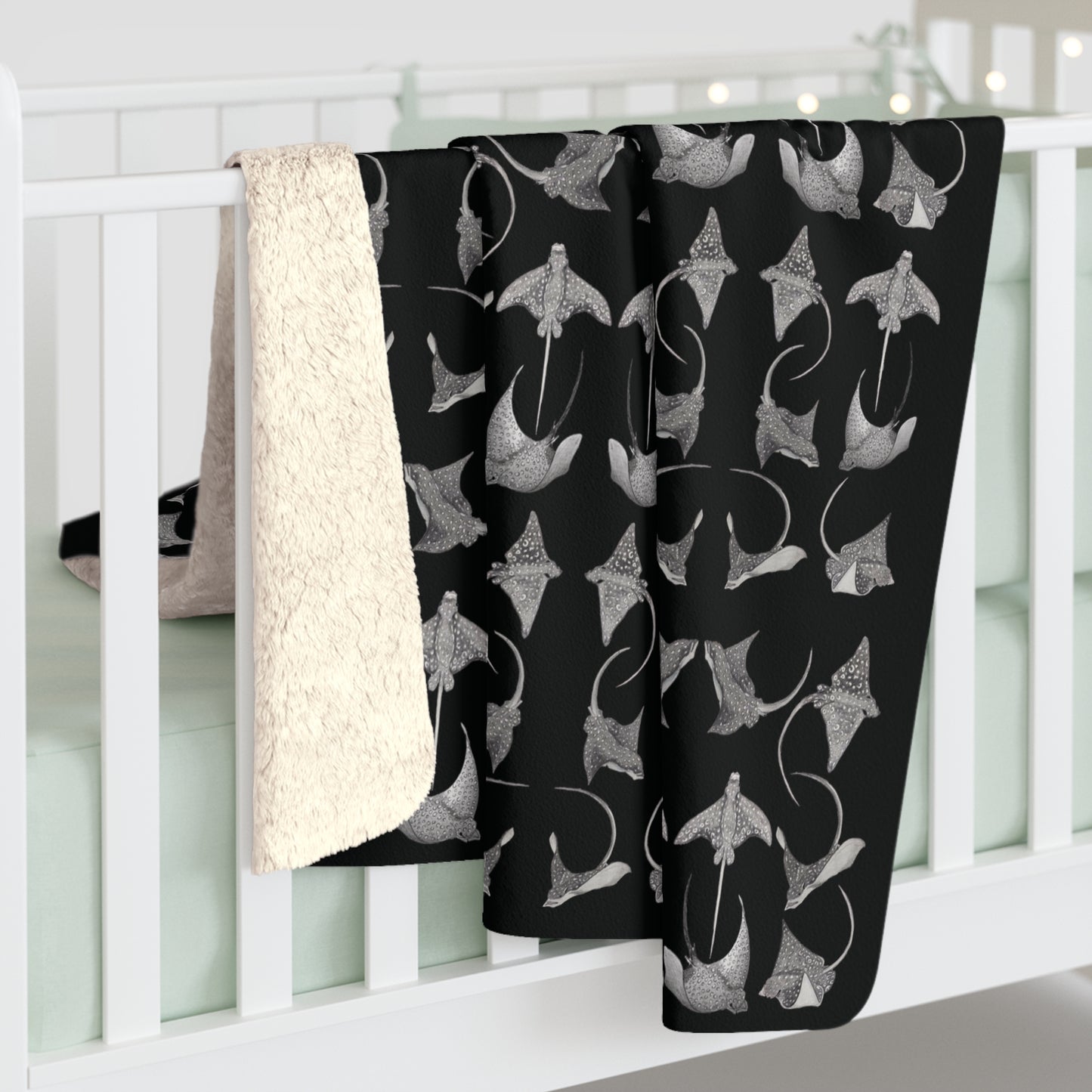 Eagle Ray - Sherpa Fleece Blanket - Black