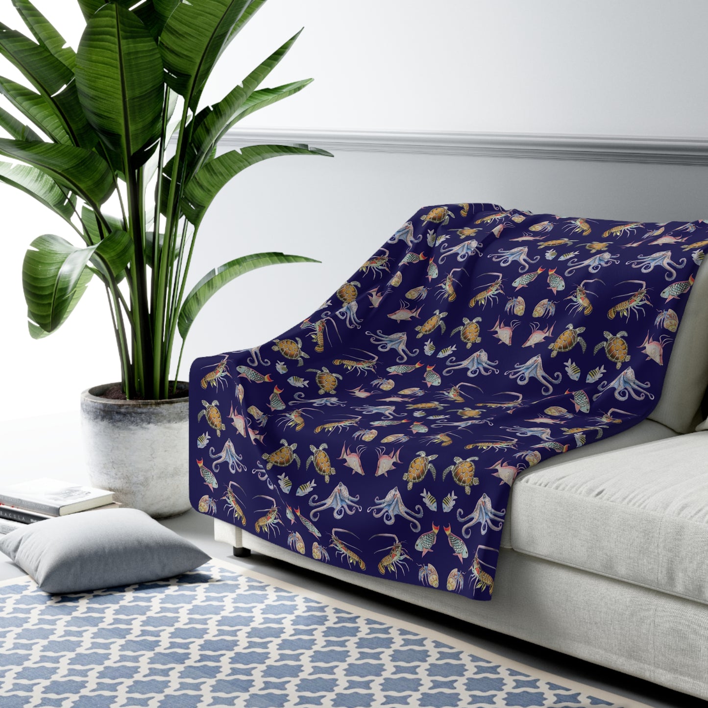 Sargasso Sea - Sherpa Fleece Blanket - Midnight