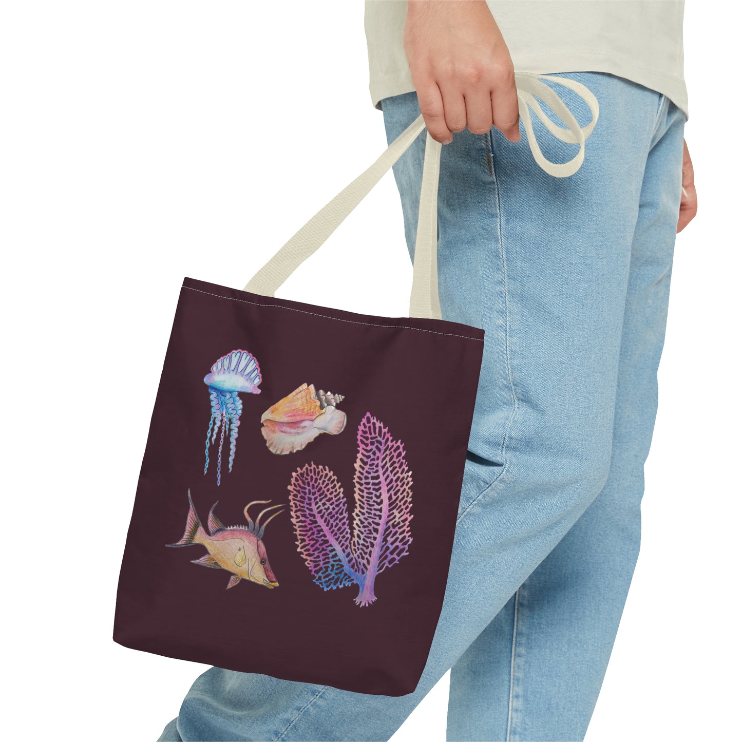 Sargasso Sea - Square Tote Bag - Aubergine