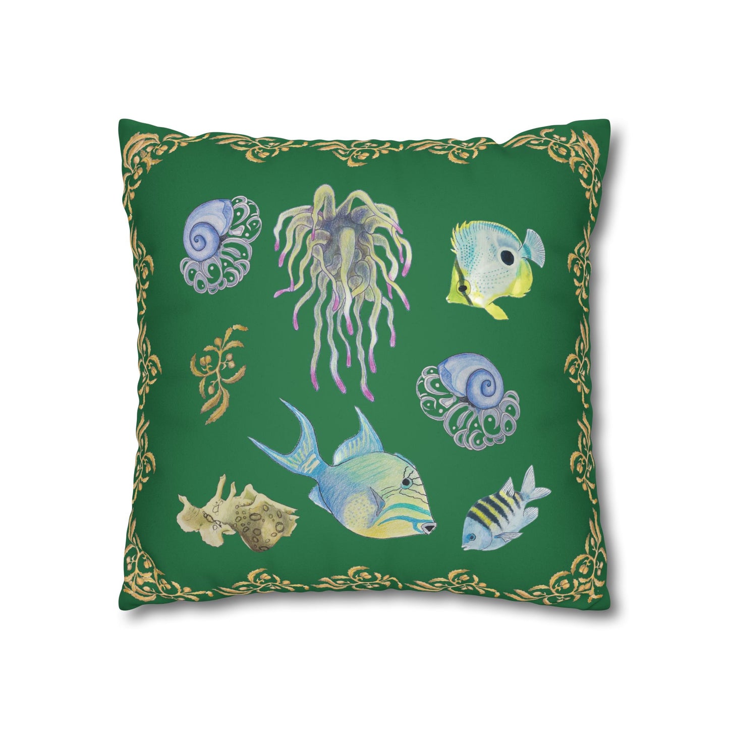 Sargasso Sea - Faux Suede Square Pillow Case - Forest