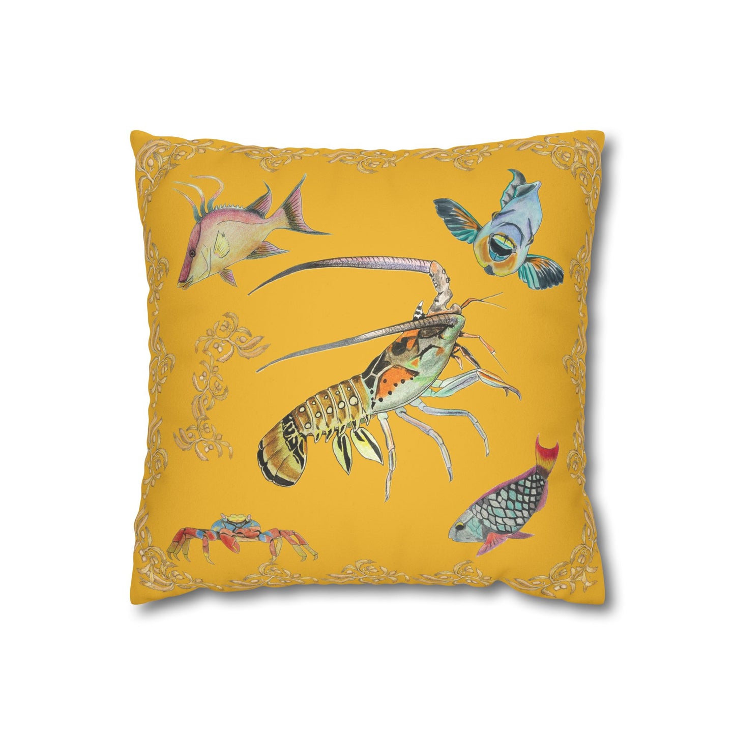 Sargasso Sea - Faux Suede Square Pillow Case - Mango