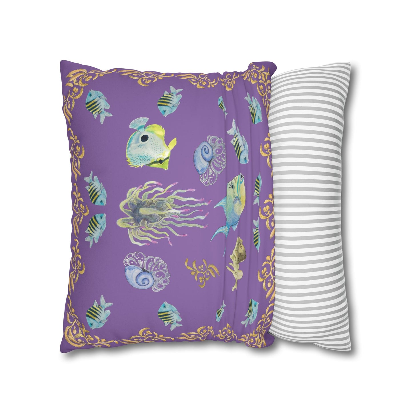 Sargasso Sea - Faux Suede Square Pillow Case - Light Purple