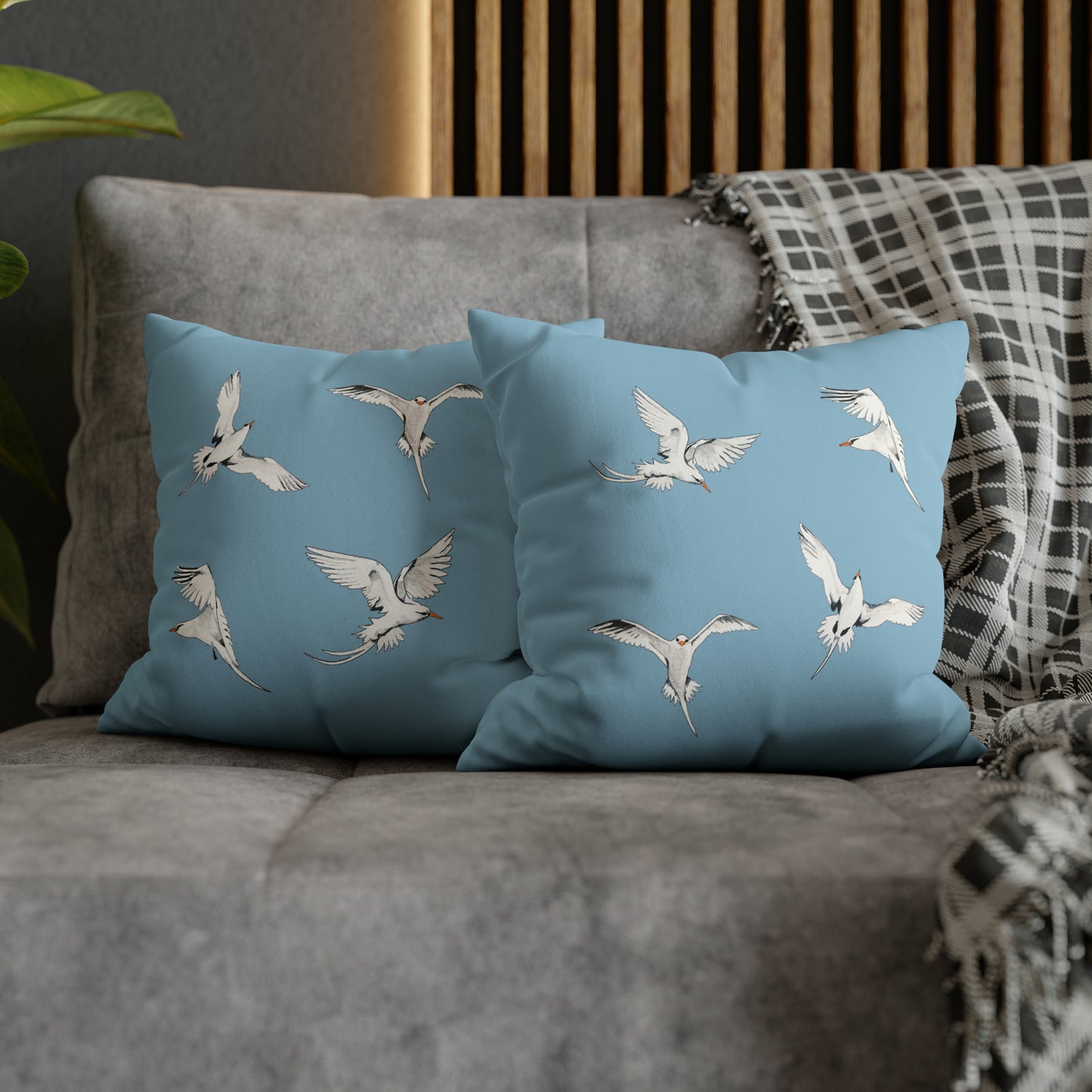 Longtails - Faux Suede Square Pillow Case - Sky