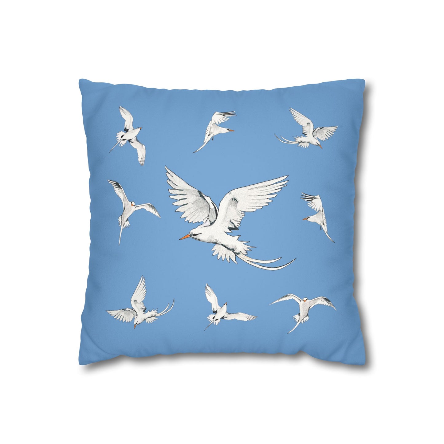 Longtails - Faux Suede Square Pillow Case - Light Blue